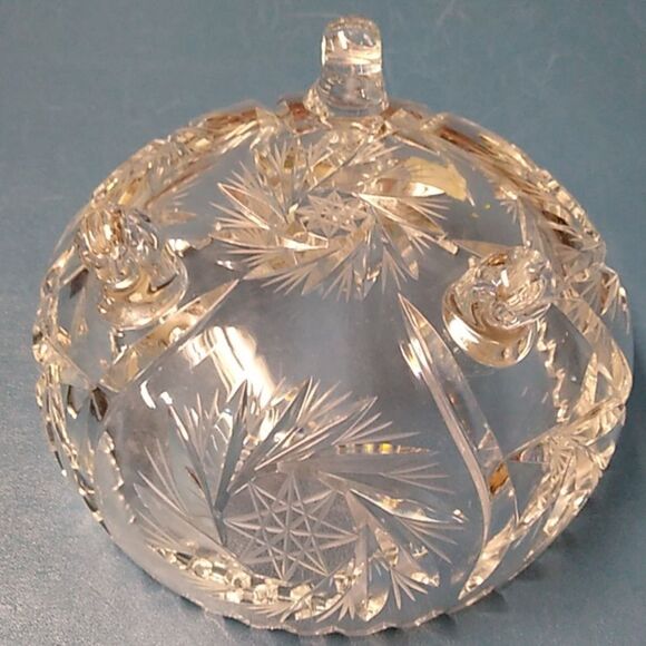 Crystal Cut Glass American Brilliant Saw Tooth Edge Footed Bowl - Picture 5 of 7